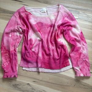 Anthropologie Cashmere Printed Pink Camo Sweater Feminine Twee